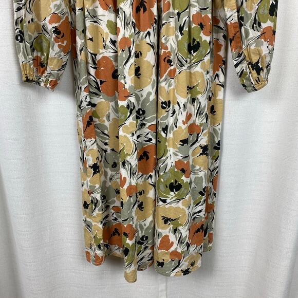 Jessakae Tan&Cream Fall Floral Smocked Bodice Long Sleeve Dress Sz.12-14Y - Picture 3 of 10